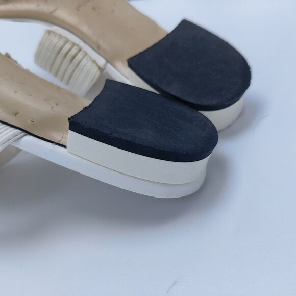 DVF Slide Sandal Low Heel Open Toe White Leather Sz 7 Diane Von Furstenberg - Picture 14 of 15